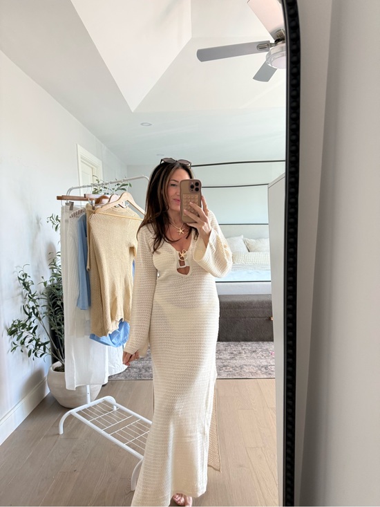 Cupshe Other - Cupshe Cream Knit Tie-Front Maxi Coverup